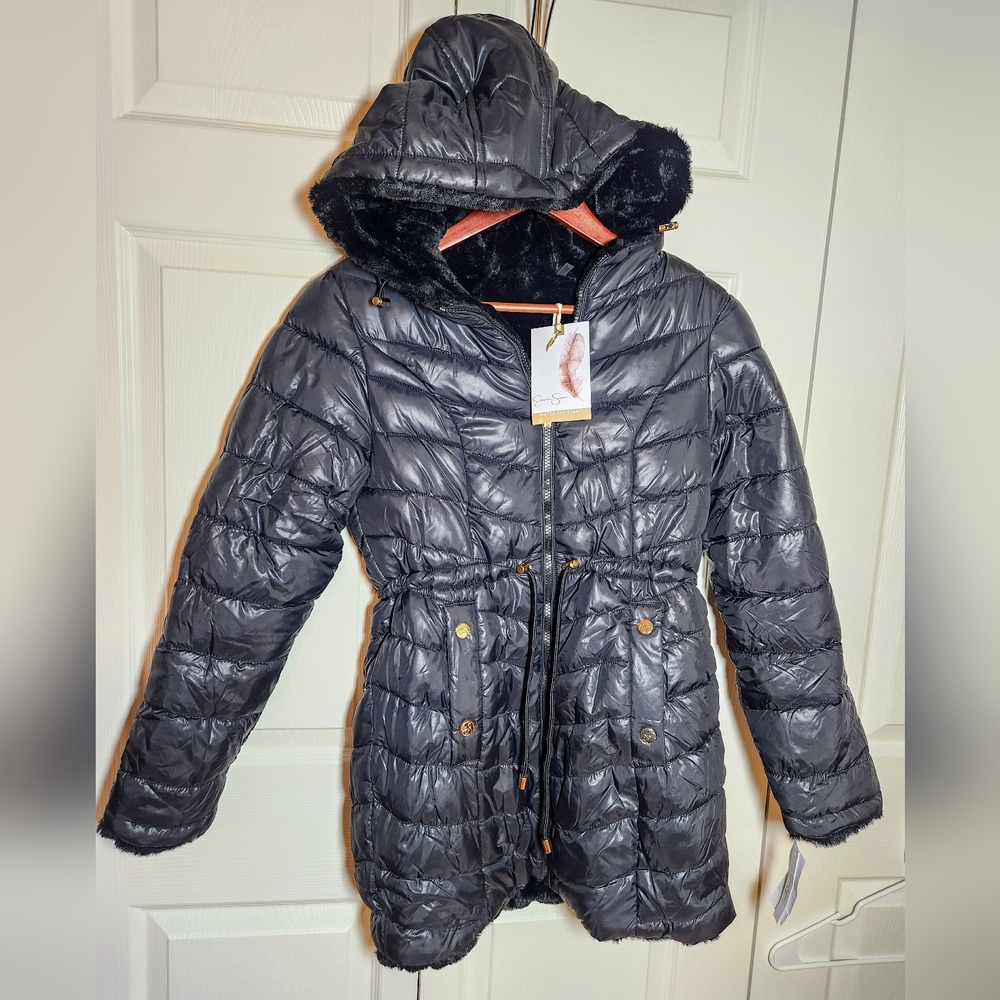 Jessica Simpson Black Puffer Jacket with Quilted Design   Reversible!